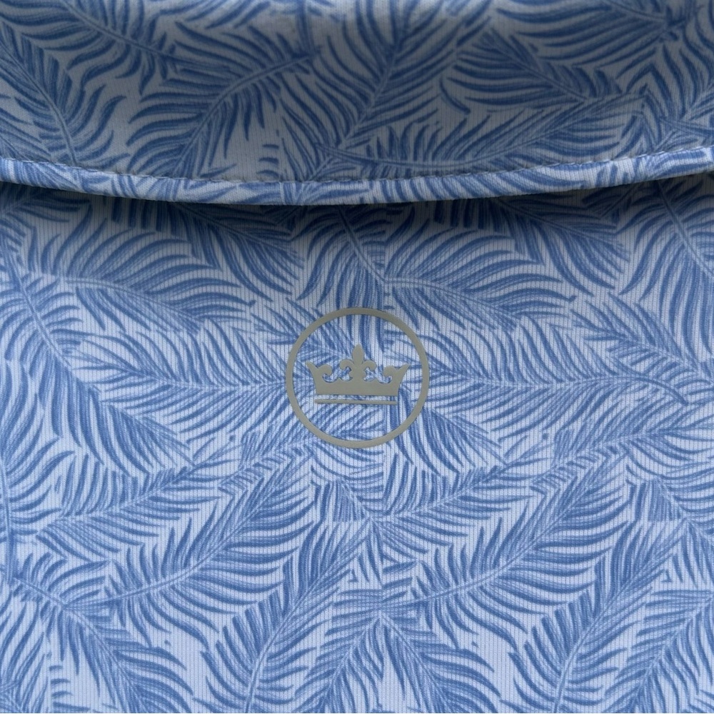 Peter Millar Performance Short Sleeve Jersey Polo Shirt Palm Leaf Blue White XXL - Picture 14 of 16